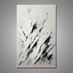 A modern abstract painting featuring the colours black and white.